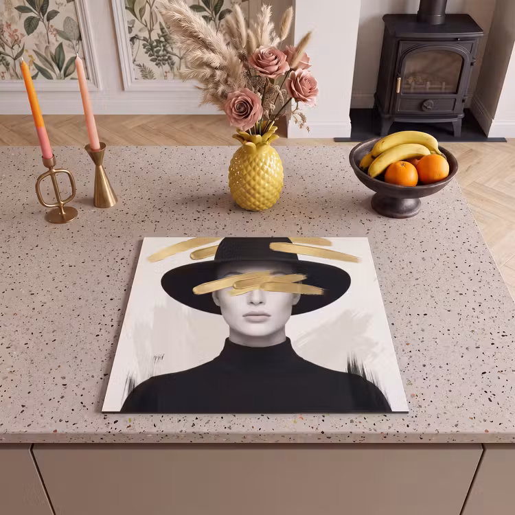 Inductie beschermer - Vrouw - Portret - Modern - Goud - Kunst — 3