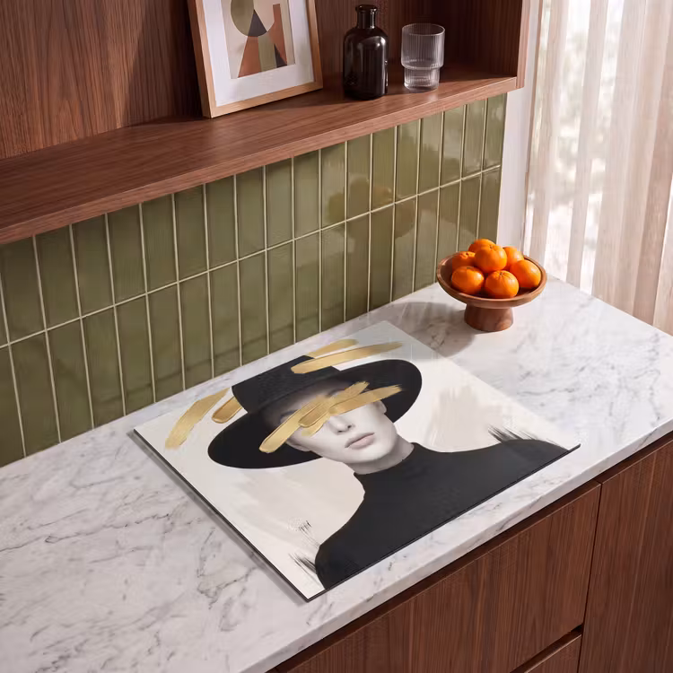 Inductie beschermer - Vrouw - Portret - Modern - Goud - Kunst — 4