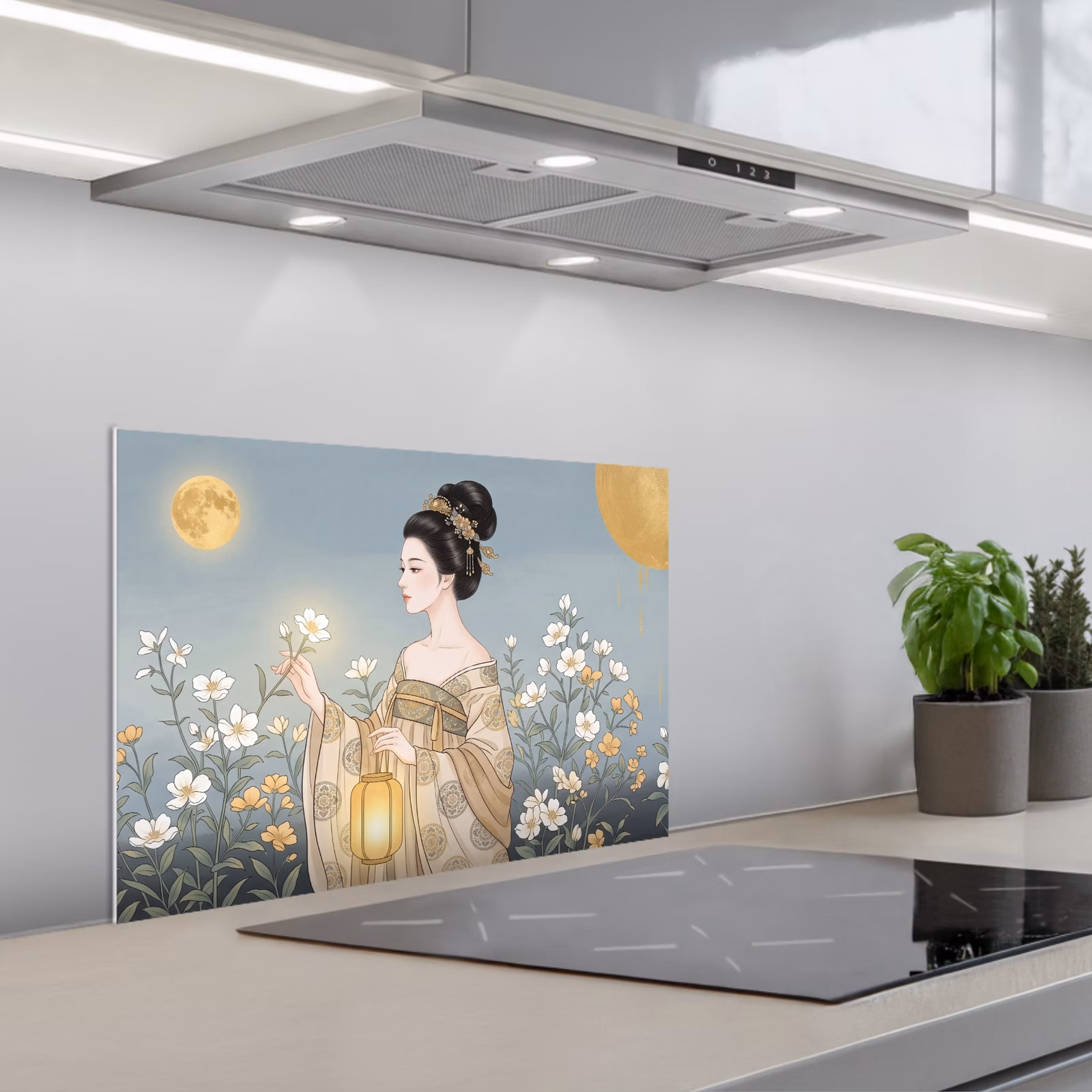 Spatscherm keuken - Aziatisch - Vrouw - Kimono — 1