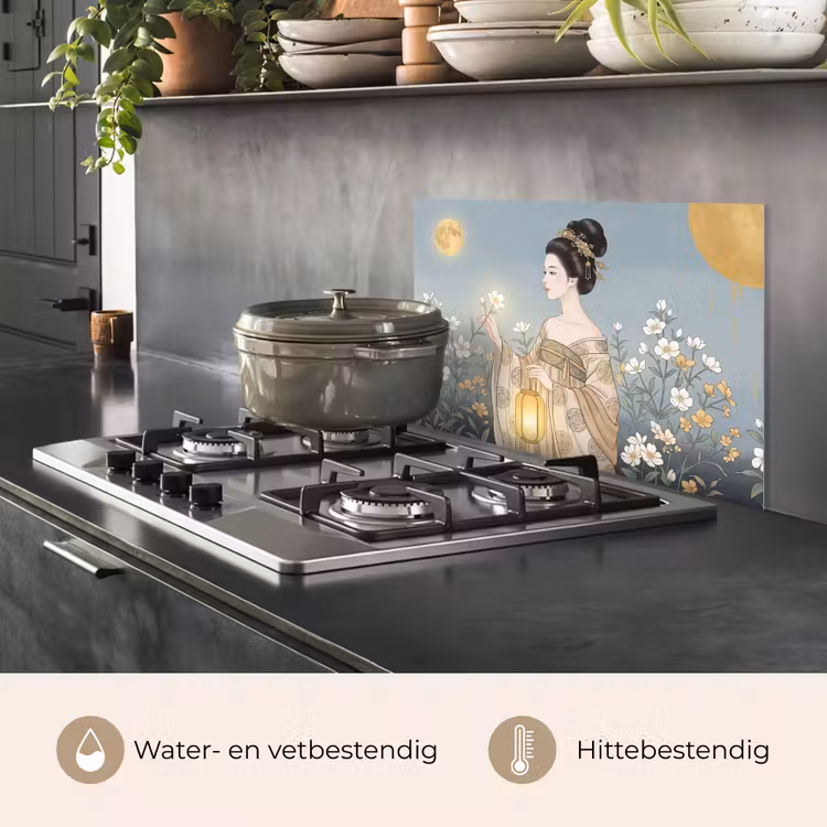 Spatscherm keuken - Aziatisch - Vrouw - Kimono — 2