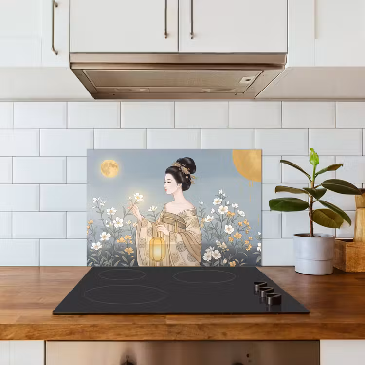 Spatscherm keuken - Aziatisch - Vrouw - Kimono — 3