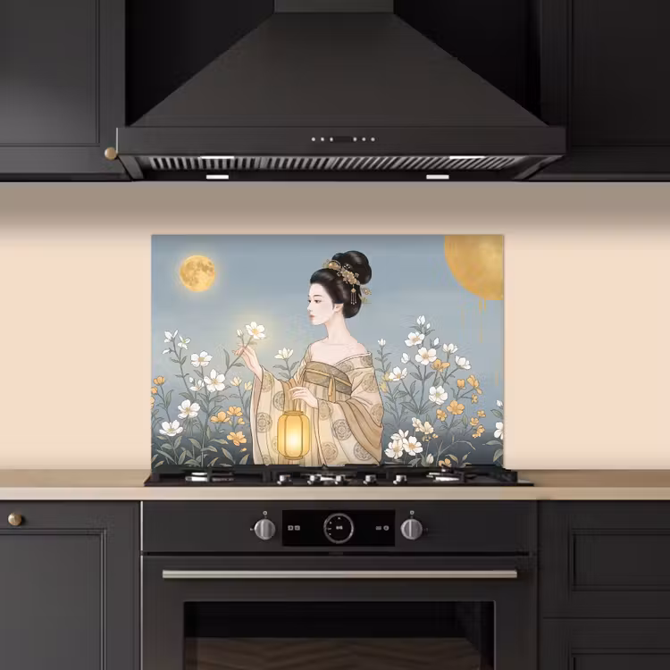 Spatscherm keuken - Aziatisch - Vrouw - Kimono — 5