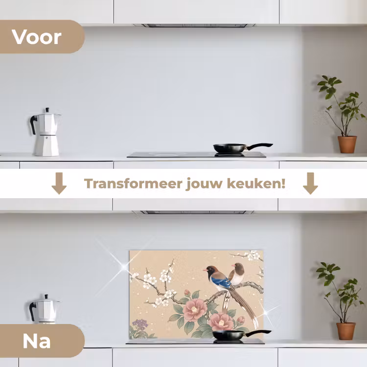 Spatscherm keuken - Bloemen - Vogels - Bloemen — 7