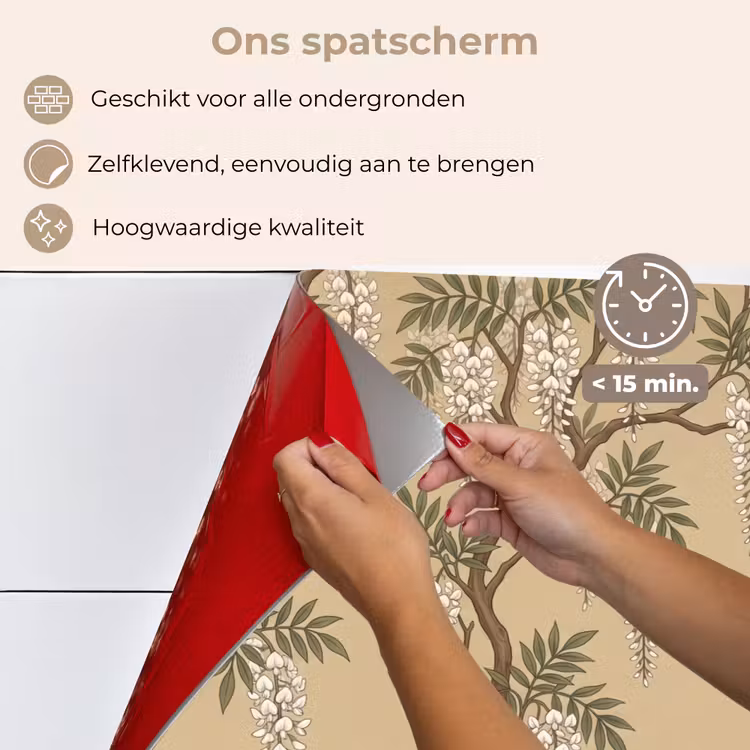 Spatscherm keuken - Kraanvogels - Water - Beige — 4