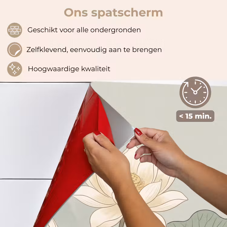 Spatscherm keuken - Lotus - Bloemen - Groen — 4