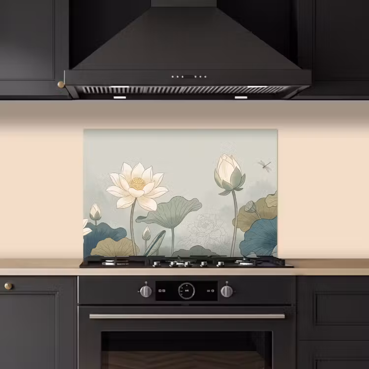 Spatscherm keuken - Lotus - Bloemen - Groen — 5