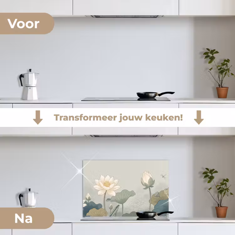 Spatscherm keuken - Lotus - Bloemen - Groen — 7