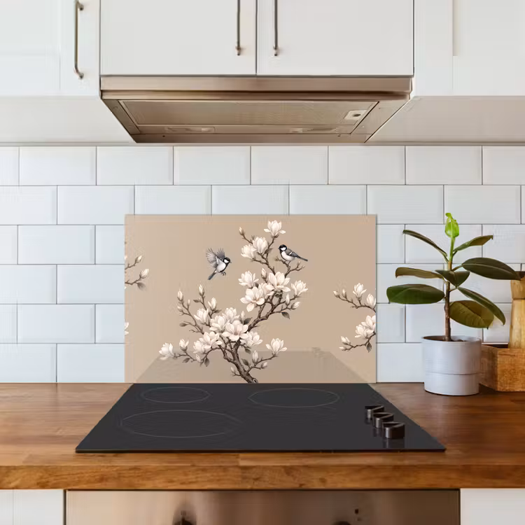 Spatscherm keuken - Oosters - Vogels - Beige — 3