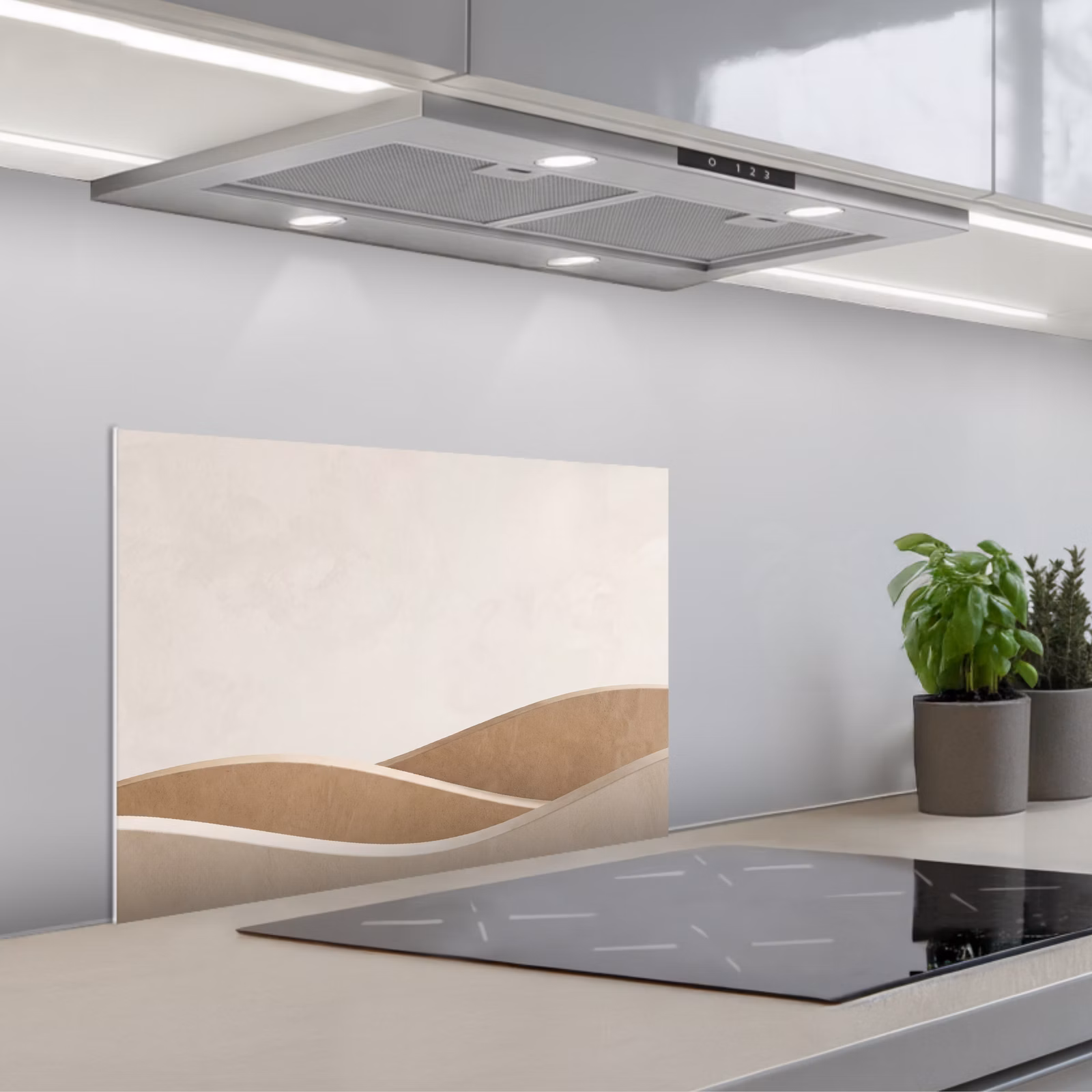 Spatscherm keuken - Abstract - Golven - Modern - Beige — 1