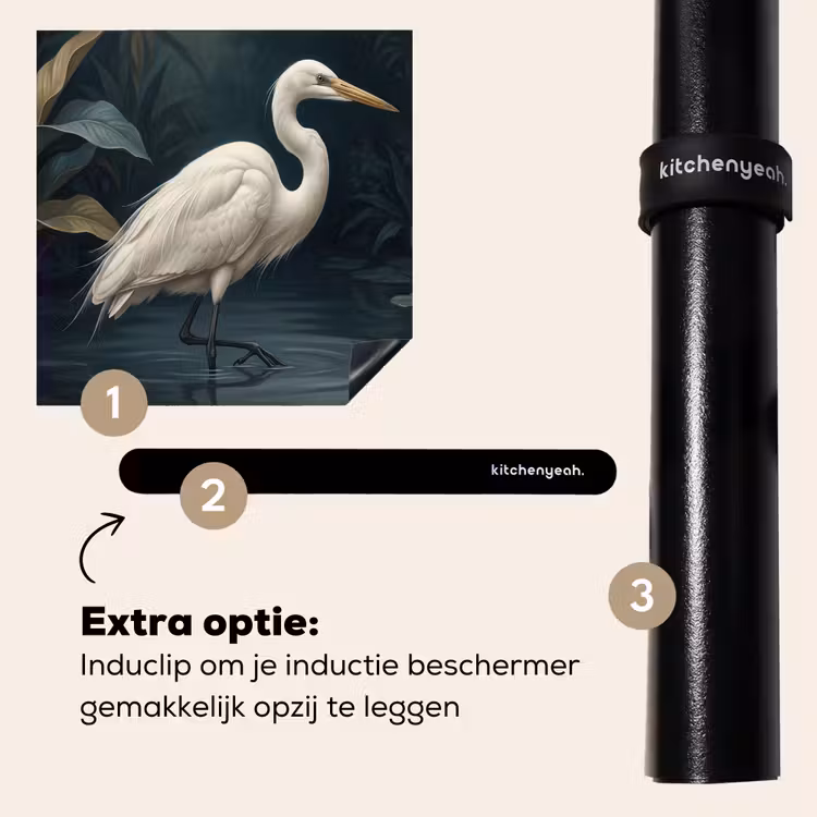 Inductie beschermer - Reiger - Water - Natuur - Modern - Wit — 8