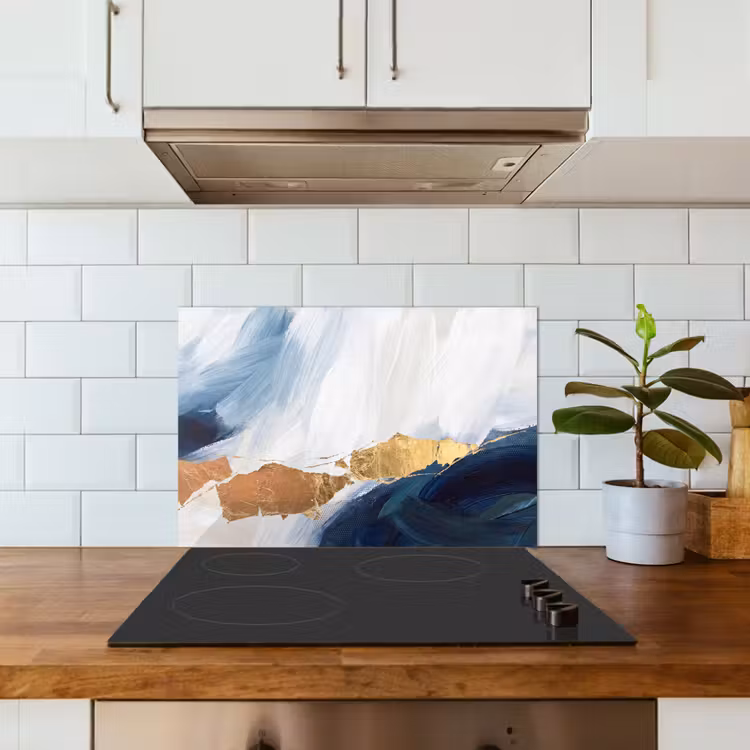 Spatscherm keuken - Abstract - Acryl - Blauw - Goud - Elegant — 3