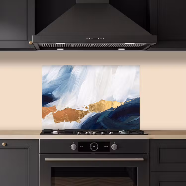 Spatscherm keuken - Abstract - Acryl - Blauw - Goud - Elegant — 5