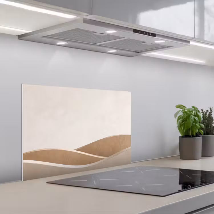 Spatscherm keuken - Abstract - Golven - Modern - Beige — 1