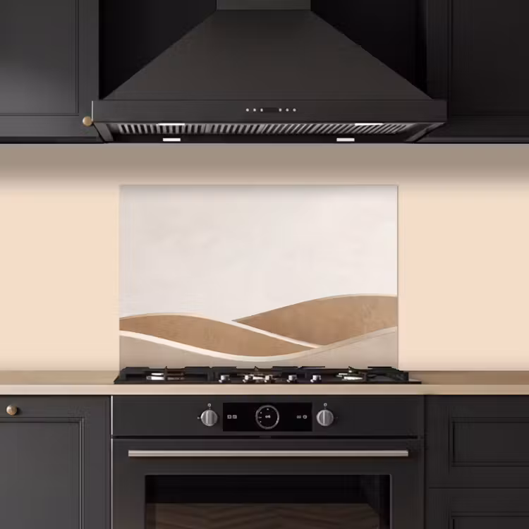 Spatscherm keuken - Abstract - Golven - Modern - Beige — 5