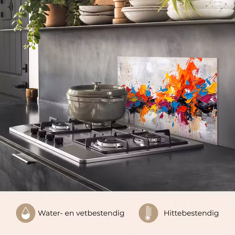 Spatscherm keuken - Abstract - Schilderij - Kleurrijk - Dynamisch — 2