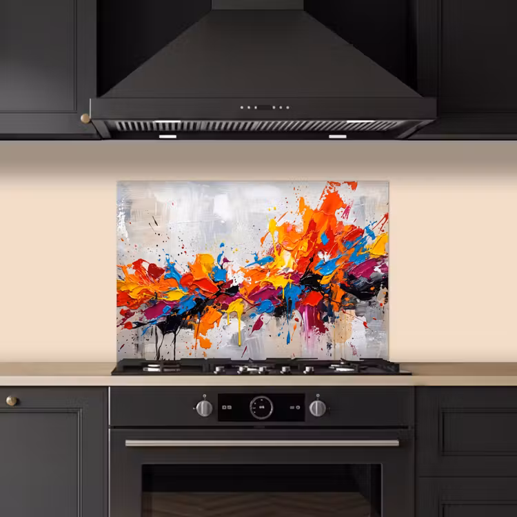 Spatscherm keuken - Abstract - Schilderij - Kleurrijk - Dynamisch — 5