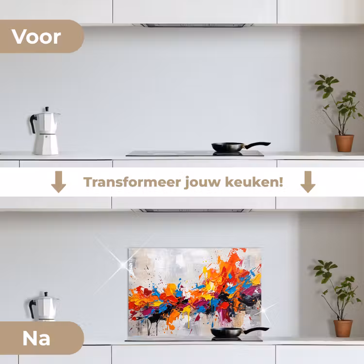 Spatscherm keuken - Abstract - Schilderij - Kleurrijk - Dynamisch — 7