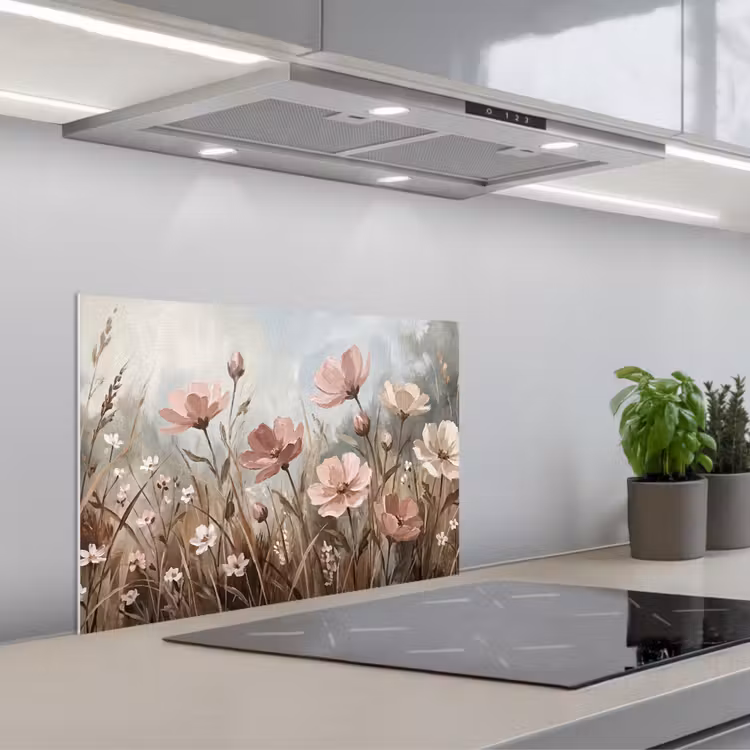 Spatscherm keuken - Bloemen - Botanisch - Schilderij - Pastel - Rustiek — 1