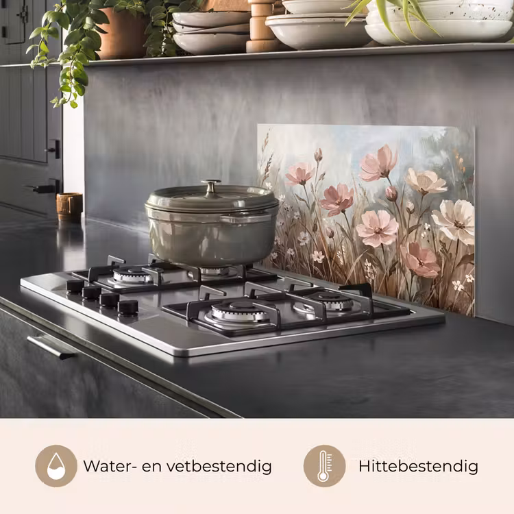 Spatscherm keuken - Bloemen - Botanisch - Schilderij - Pastel - Rustiek — 2