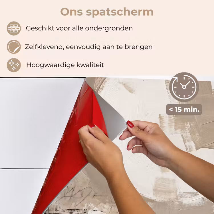 Spatscherm keuken - Abstract - Cirkel - Modern - Beige - Zwart - Minimalistisch — 4