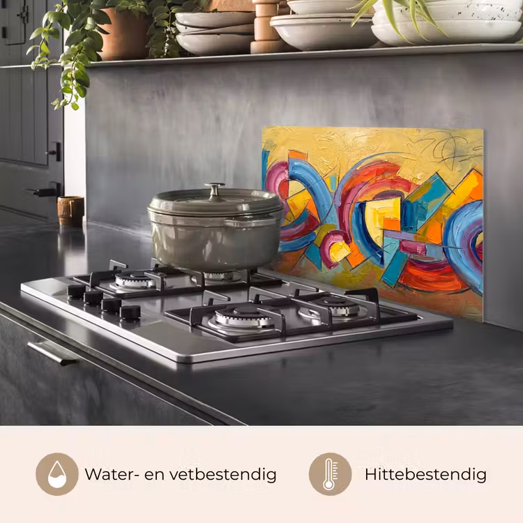 Spatscherm keuken - Abstract - Cirkels - Schilderij - Kleurrijk - Dynamisch — 2