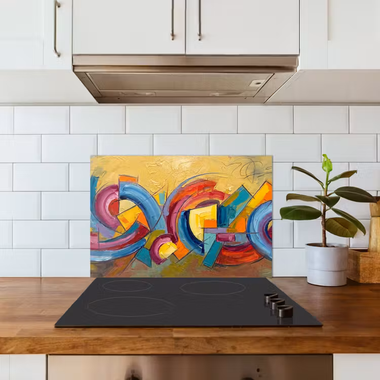 Spatscherm keuken - Abstract - Cirkels - Schilderij - Kleurrijk - Dynamisch — 3