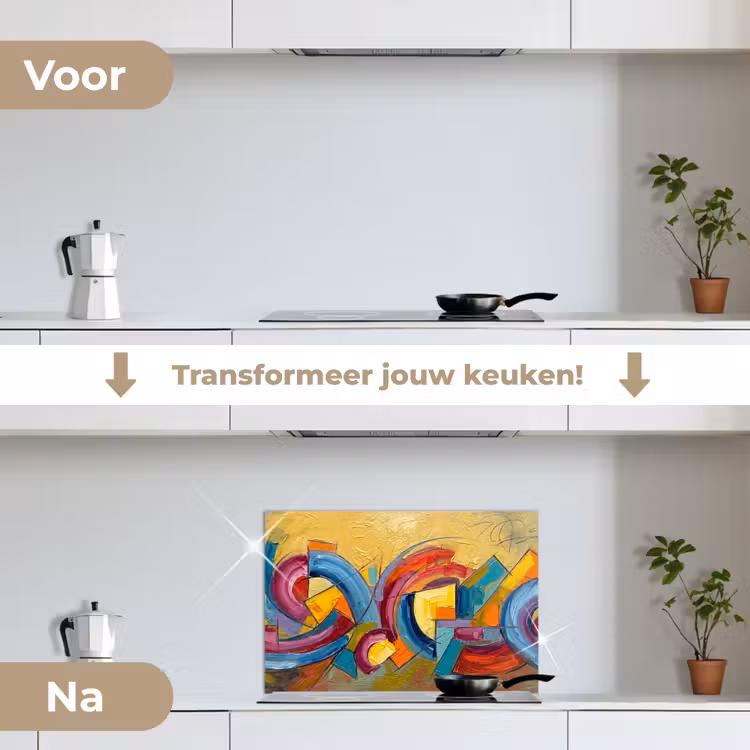 Spatscherm keuken - Abstract - Cirkels - Schilderij - Kleurrijk - Dynamisch — 7