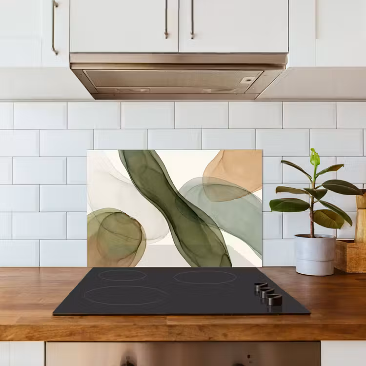 Spatscherm keuken - Abstract - Vormen - Modern - Kunst - Groen - Bruin — 3