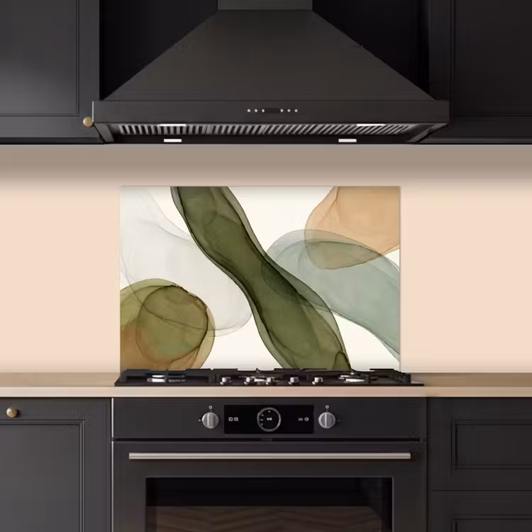 Spatscherm keuken - Abstract - Vormen - Modern - Kunst - Groen - Bruin — 5