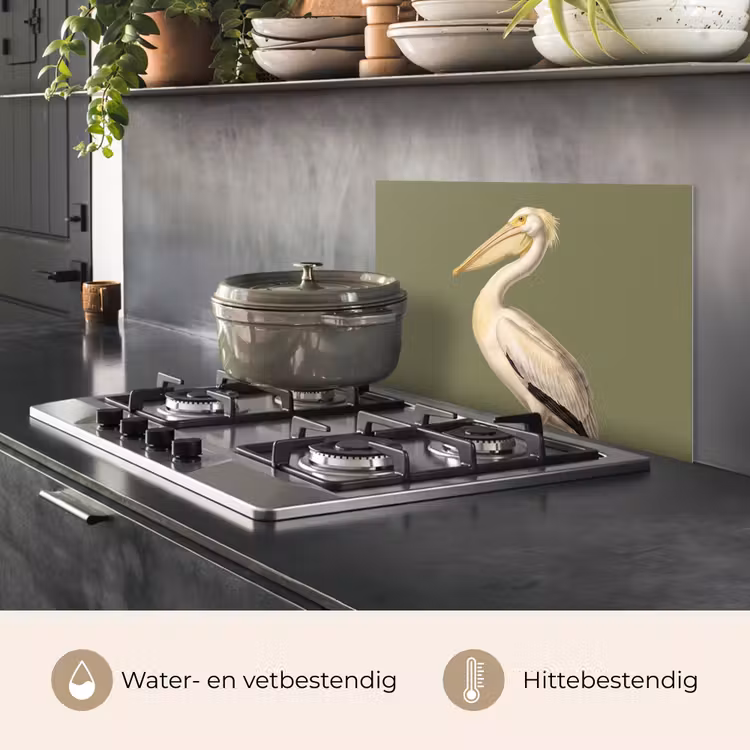 Spatscherm keuken - Pelikaan - Wit - Vogel - Klassiek - Natuur — 2
