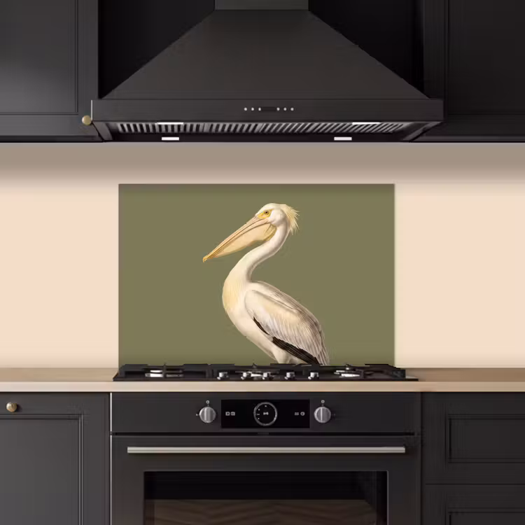 Spatscherm keuken - Pelikaan - Wit - Vogel - Klassiek - Natuur — 5