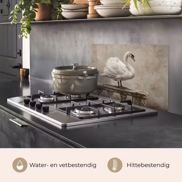 Spatscherm keuken - Zwaan - Elegant - Dieren - Wit — 2
