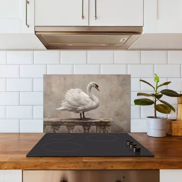 Spatscherm keuken - Zwaan - Elegant - Dieren - Wit — 3