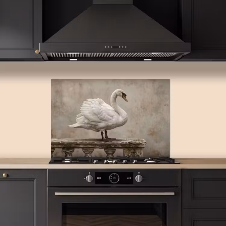 Spatscherm keuken - Zwaan - Elegant - Dieren - Wit — 5