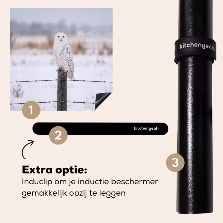 Inductie beschermer - Sneeuwuil - Hek - Sneeuw - Wit — 8