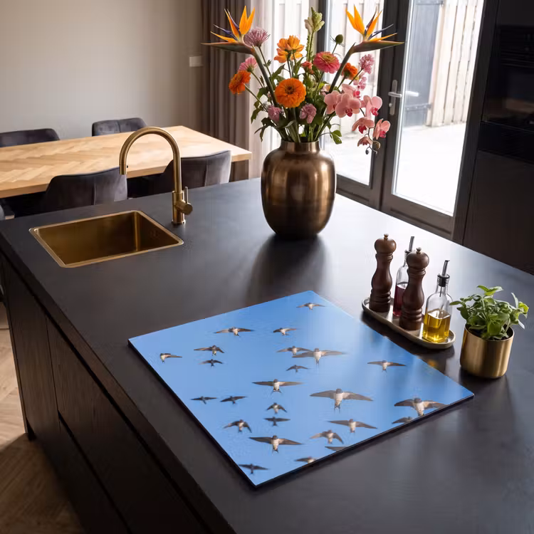 Inductie beschermer - Zwaluwen - Vliegen - Blauw — 2
