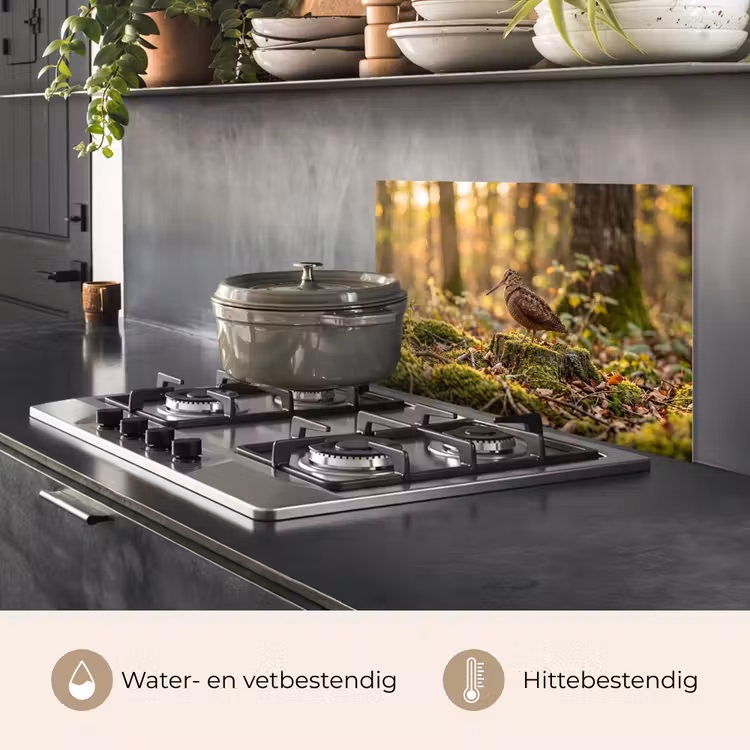 Spatscherm keuken - Houtsnip - Bos - Bladeren - Herfst - Gecamoufleerd — 2