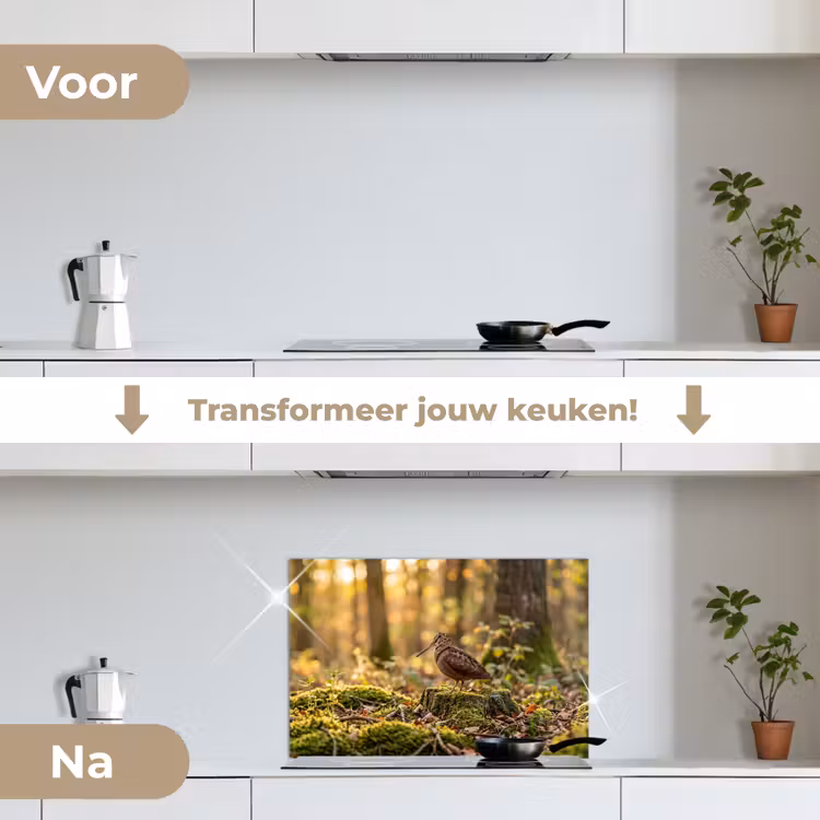 Spatscherm keuken - Houtsnip - Bos - Bladeren - Herfst - Gecamoufleerd — 7