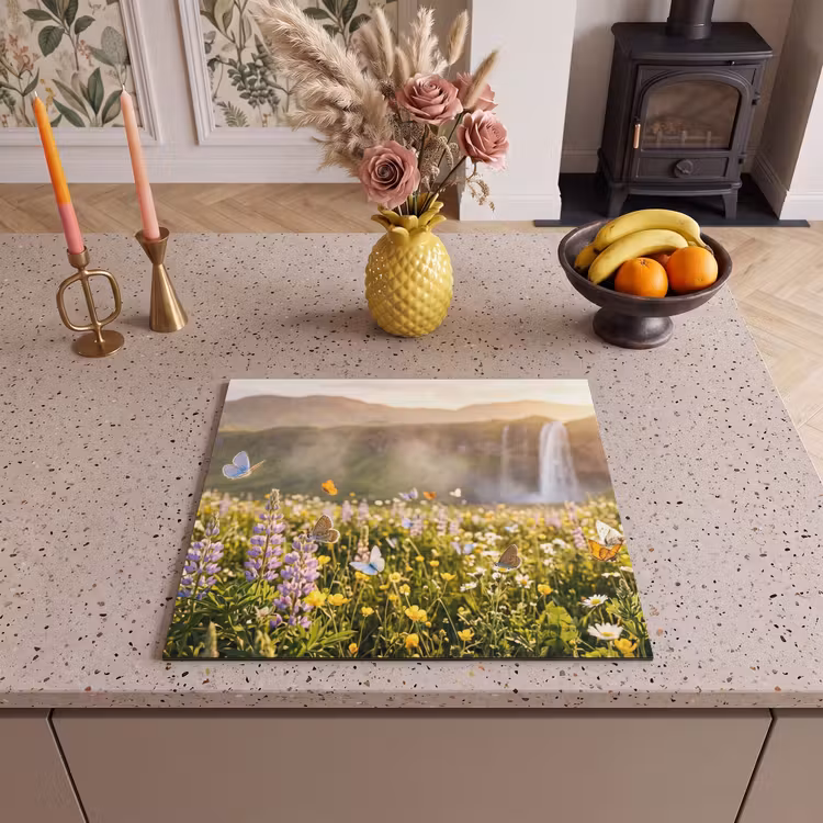 Inductie beschermer - Vlinders - Waterval - Bloemenveld — 3