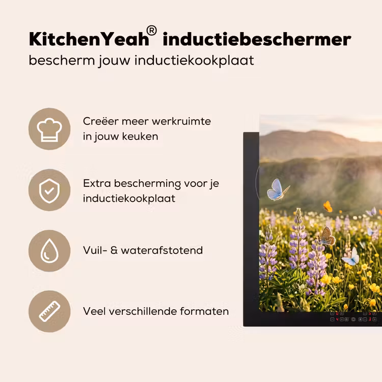 Inductie beschermer - Vlinders - Waterval - Bloemenveld — 5