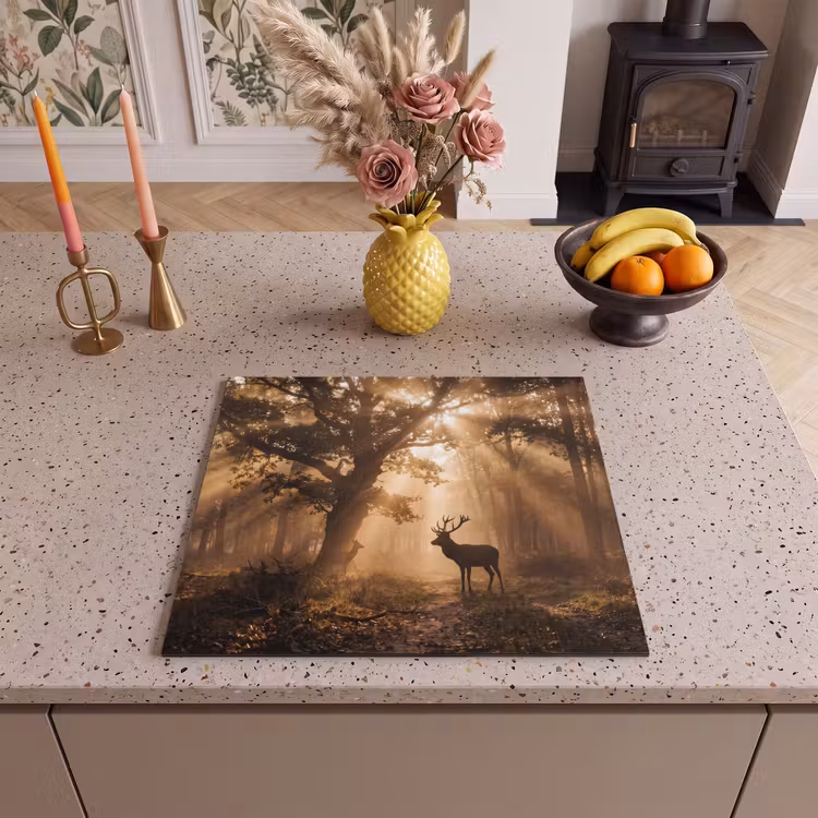 Inductie beschermer - Hert - Bos - Mistig - Natuur - Goud — 3