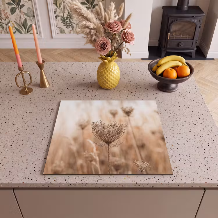 Inductie beschermer - Schermbloem - Droogbloem - Winter - Beige - Minimalistisch — 3