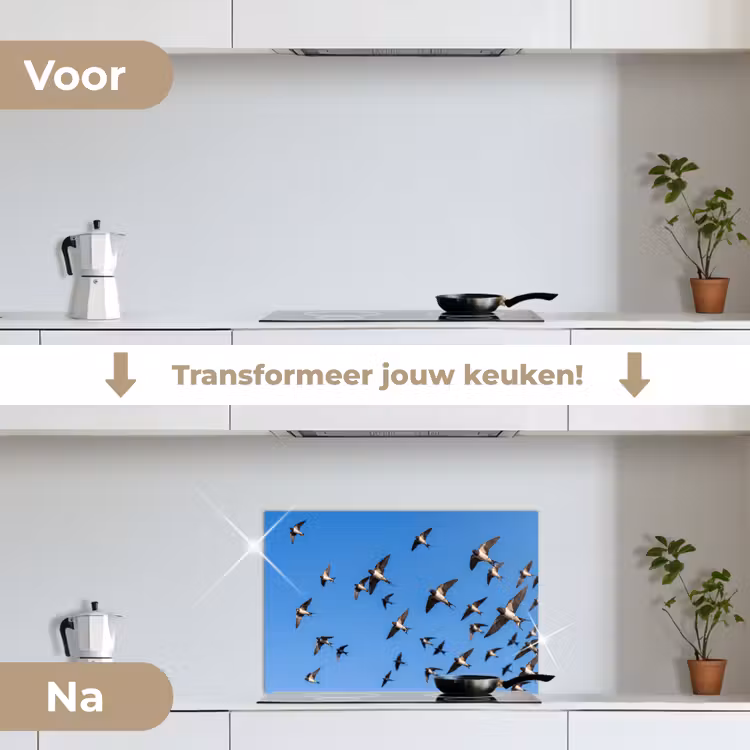 Spatscherm keuken - Zwaluwen - Vliegen - Blauw — 7
