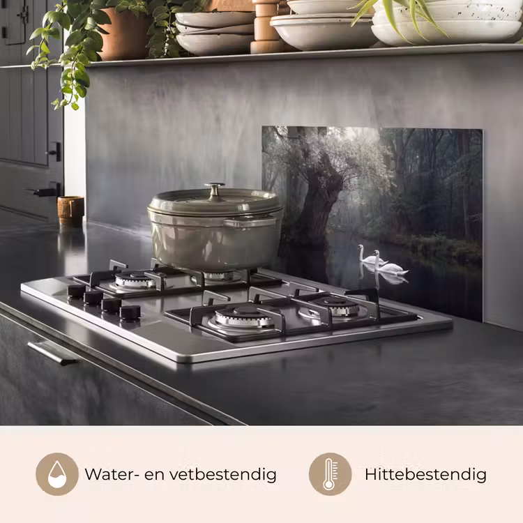 Spatscherm keuken - Zwanen - Rivier - Bos — 2