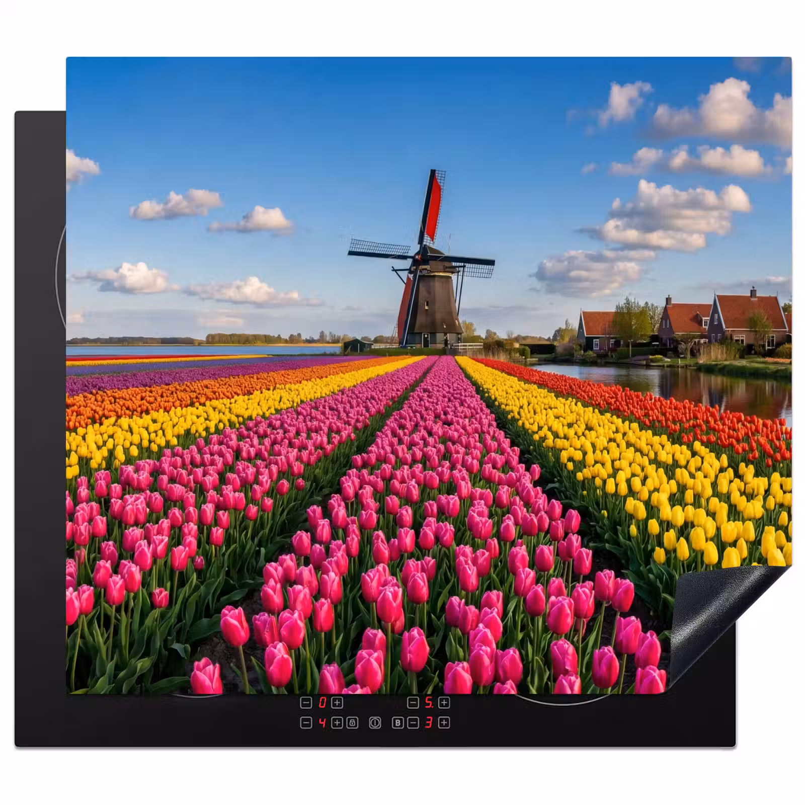 Inductie beschermer - Tulpen - Holland - Molen - Kleurrijk — 1
