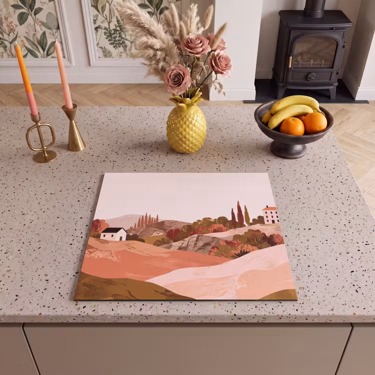 Inductie beschermer - Heuvellandschap - Grafisch - Terracotta — 3