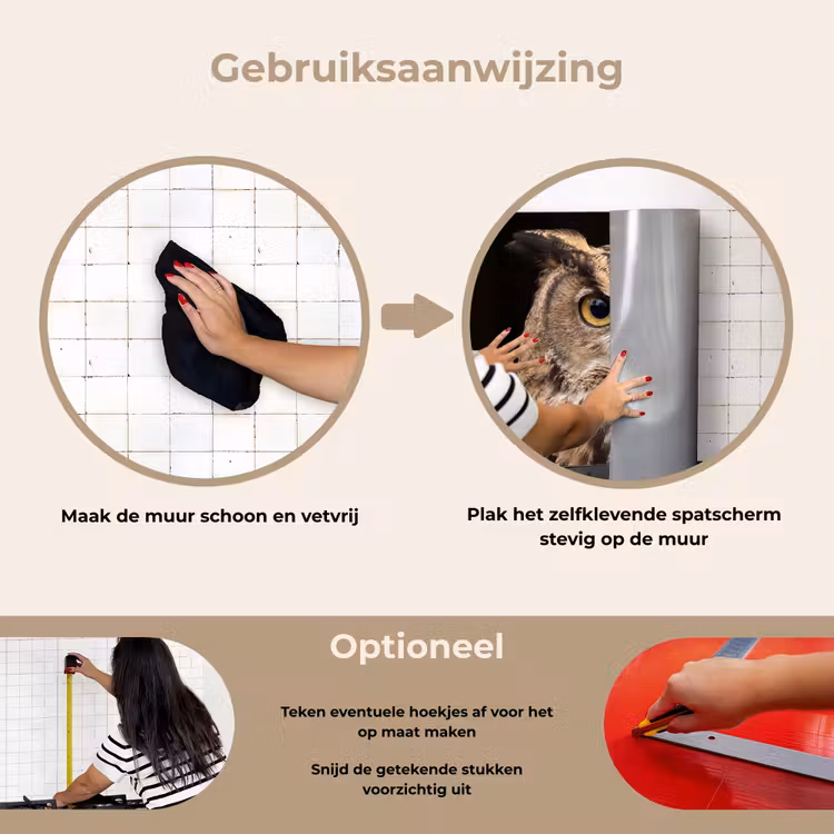 Spatscherm keuken - Oehoe - Uil - Portret - Bruin — 6