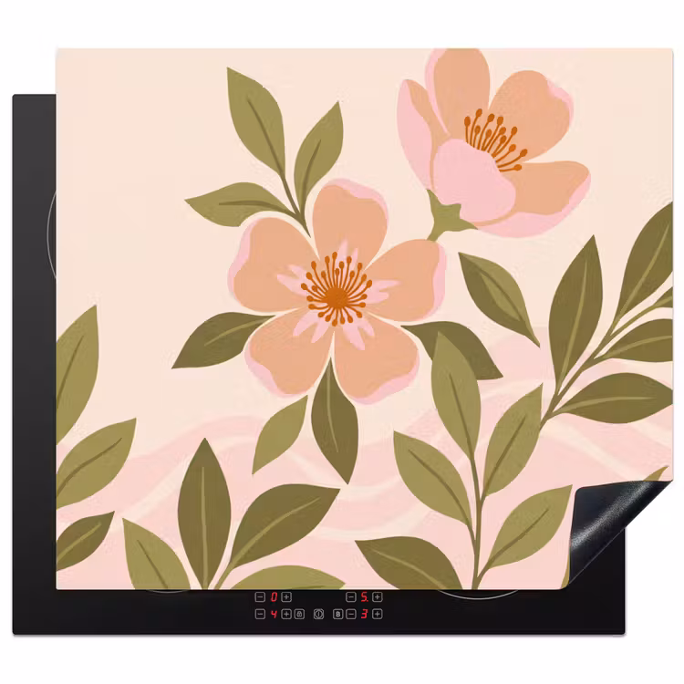 Inductie beschermer - Grafisch - Bloemen - Roze — 1