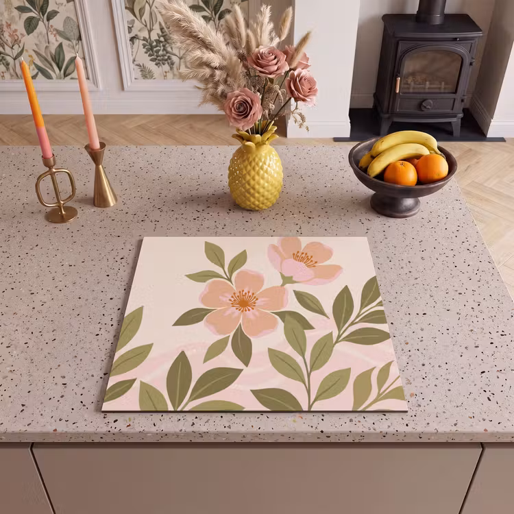 Inductie beschermer - Grafisch - Bloemen - Roze — 3