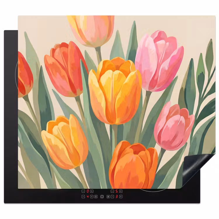 Inductie beschermer - Tulpen - Abstract - Kleurrijk — 1
